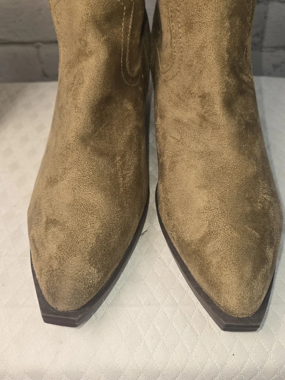 WOMENS OVER THE KNEE WESTERN BOOTS TAN SIZE 11 FAUX SUEDE HEELED WIDE CALF